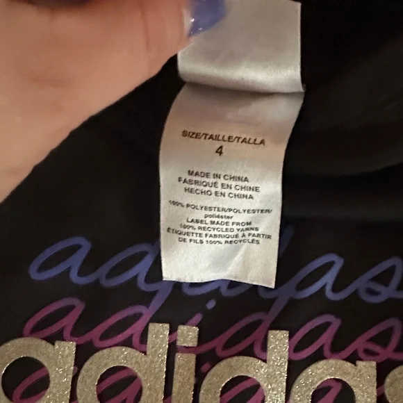 Adidas Kids Black Hoodie with Multicolor Logo - Picture 3 of 3